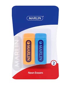 Marlin eraser 60 x 20 x 10mm Neon assorted colours 2 pack blister card