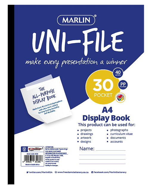 Marlin Uni-File Display Books 30 pocket