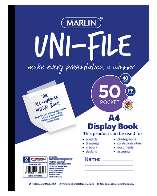 Marlin Uni-File Display Books 50 pocket