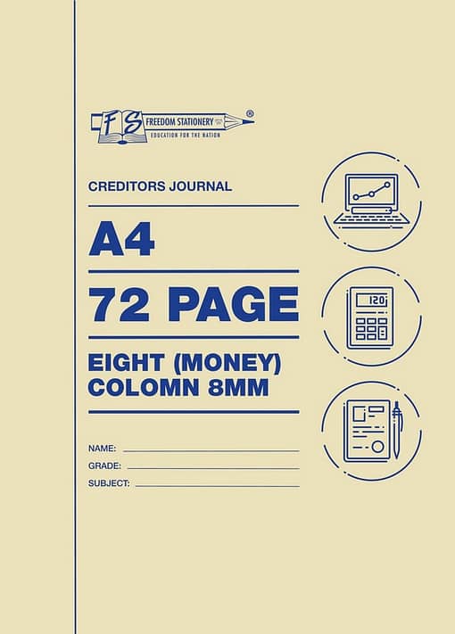 72p A4 Accounting Books 8MC Creditors Journal