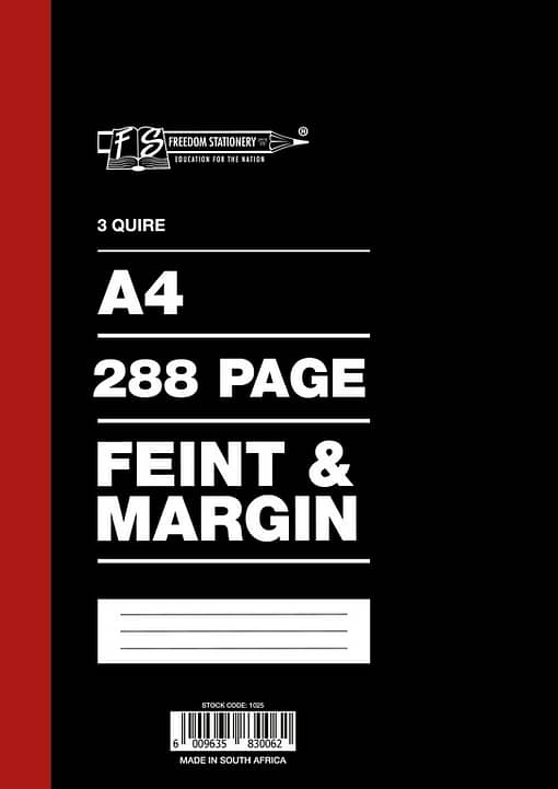 3 Quire / 288 pages A4 Counter Books Feint and Margin